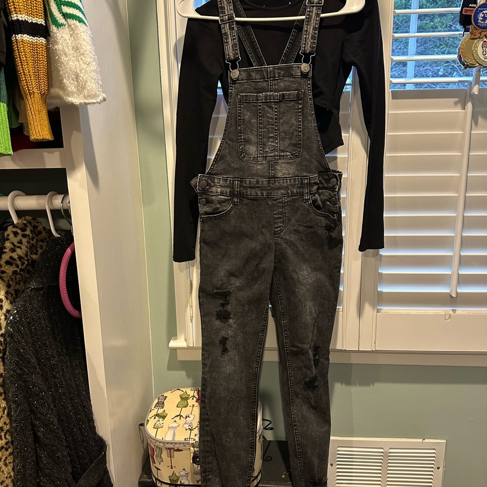 Justice Black Denim Overalls